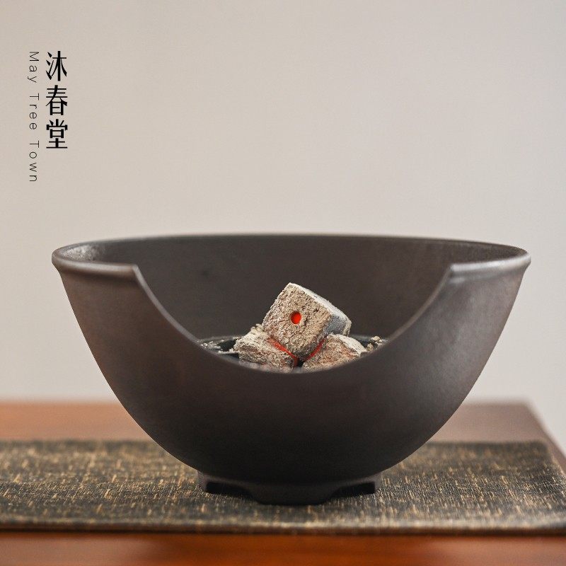 沐春堂 铸铁炭钵 简约古典茶道炭炉 厚重古朴大号茶炉 可配自在钩