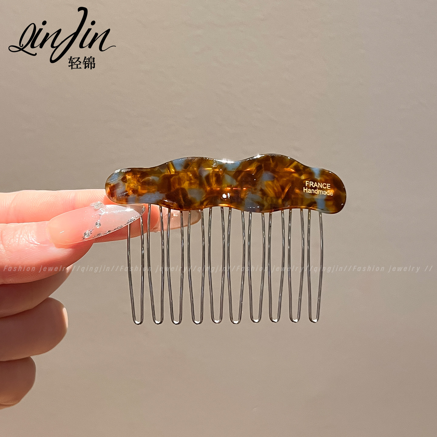 简约醋酸云朵倒插梳发夹女高级感碎发整理神器头饰发梳侧边夹发卡