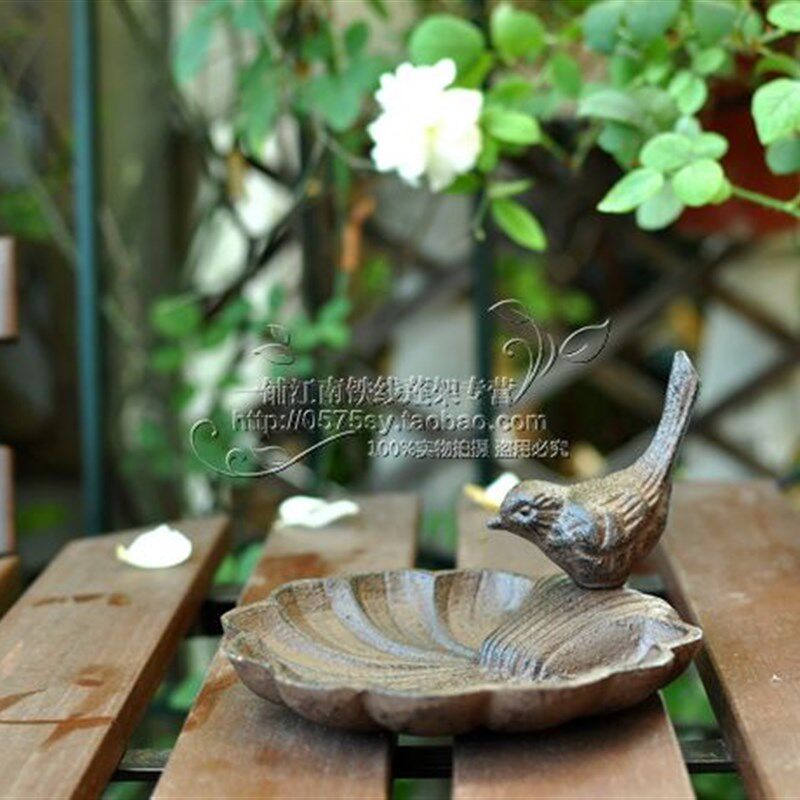 花园杂货 欧式复古铁艺动物喂鸟器花园装饰 铸铁工艺品