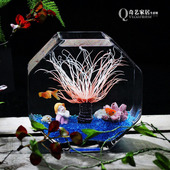 奇艺家居 斗鱼缸桌面加厚超白玻璃观赏创意鱼缸家用水培花瓶 个性
