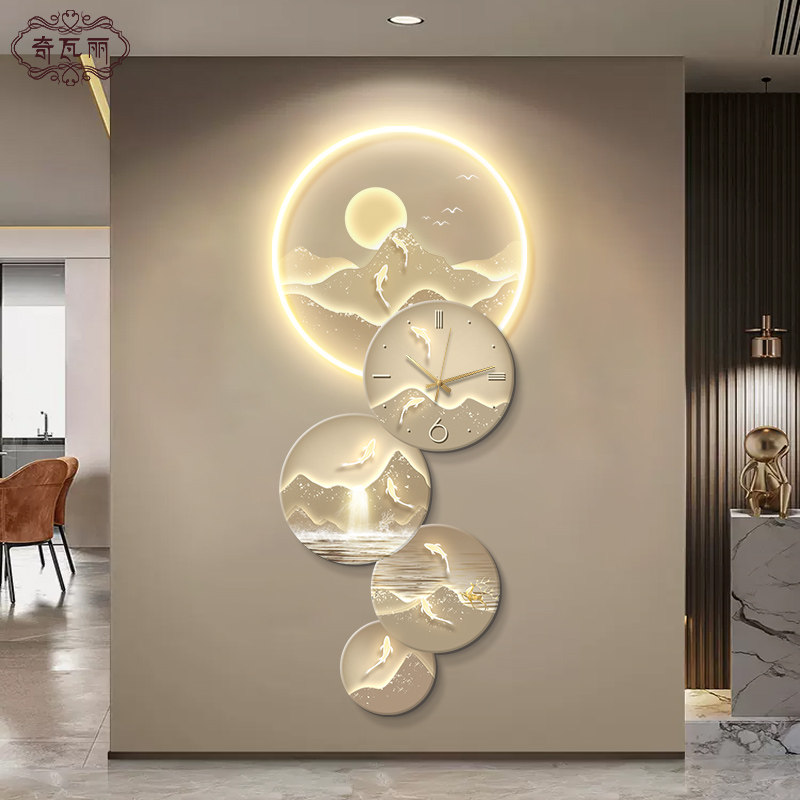 九鱼图玄关装饰画入户门正对墙挂画走廊过道画电视背景墙2024新款,家居饰品,现代装饰画,淘宝优惠券,粉丝福利购,淘宝优惠卷