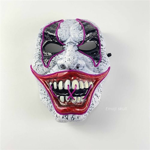 万圣节LED全脸面具男女派对道具抖音V字鬼脸小丑恐怖涂鸦发光面具