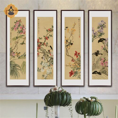 吴门张辛稼写意花鸟国画立轴四条屏客厅书房办公室中式装饰画挂画