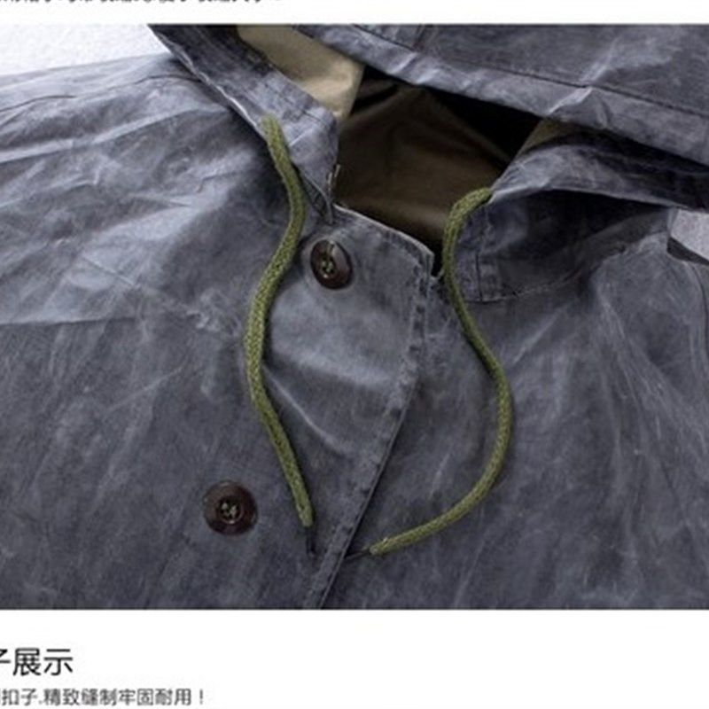 87老式分体带袖雨衣套装劳保分身老款抗洪橡胶军帆布雨衣
