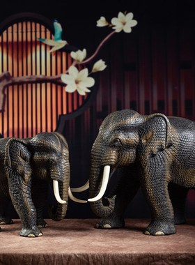 泰国实木大象摆件东南亚特色木雕工艺品客厅电视酒柜桌面装饰摆设