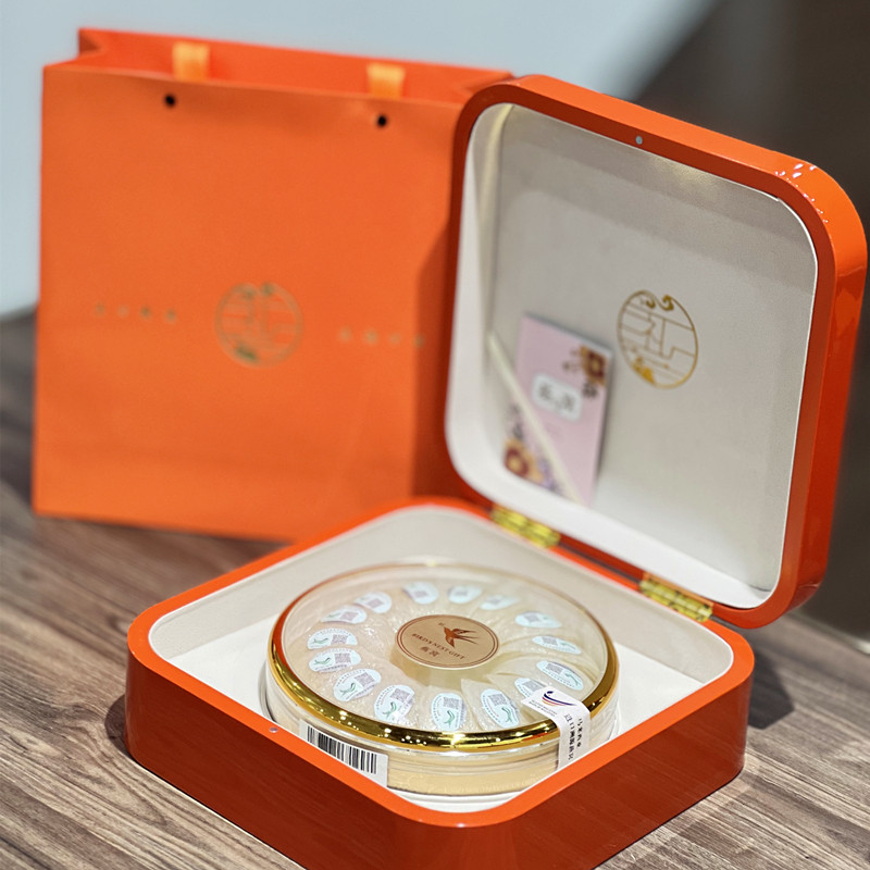 新款橙色燕窝包装盒高档烤漆橙色空盒子溯源燕窝100克250克礼品盒