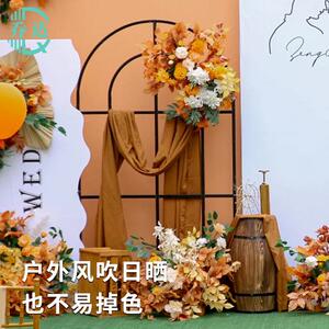 婚庆迎宾区布置铁艺花架门拱形背景花田喜事屏风婚礼橱窗装饰摆件
