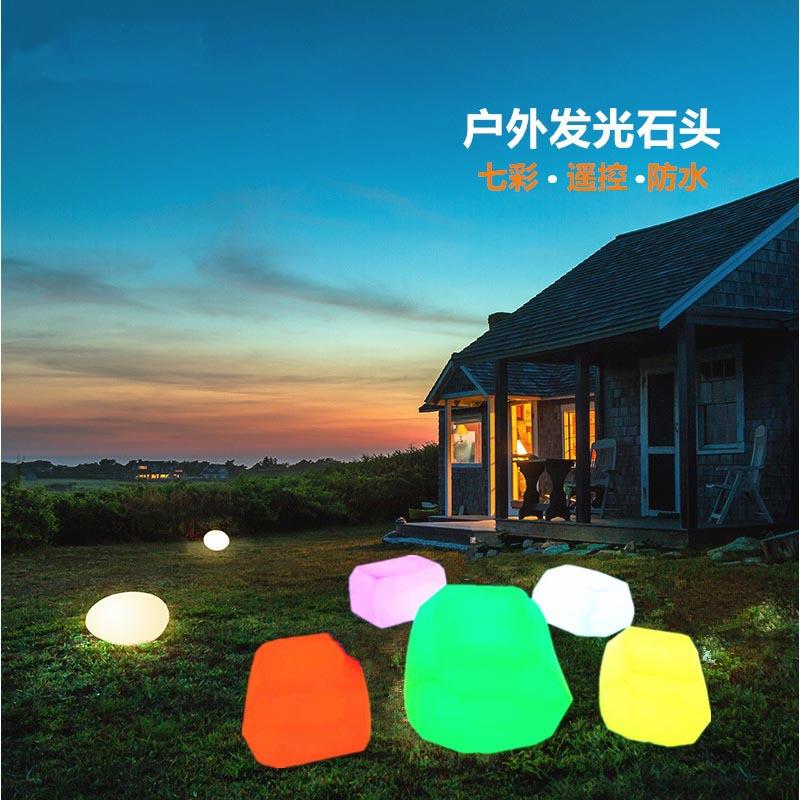 led发光石头灯创意菱形户外太阳能庭院景观灯 花园草坪茶几凳子