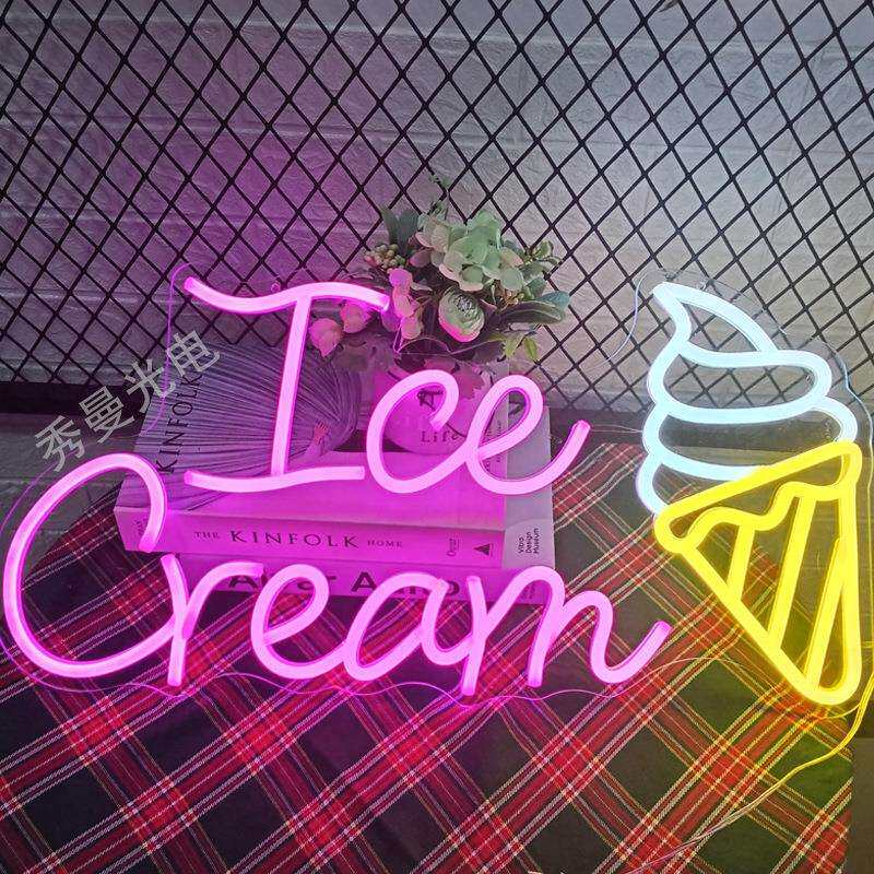 冰激凌灯牌 冰淇淋霓虹灯 冷饮夜市网红灯牌 ICE CREAM NEON SIGN