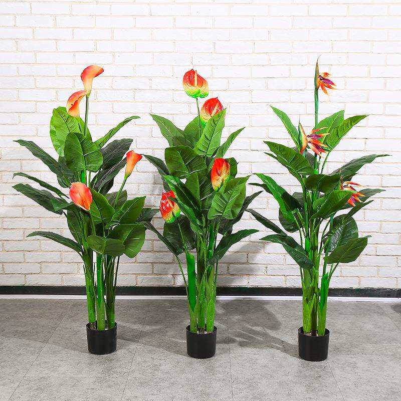 仿真花仿真植物天堂鸟盆栽红掌马蹄莲鹤望兰盆客厅装饰摆件