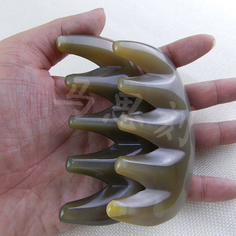 天然白水牛角梳五齿经络梳大号头部按摩防脱发白发宽齿梳子头疗