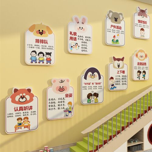幼儿园环创主题墙成品走廊楼梯墙面装饰文明礼仪大厅文化墙贴画