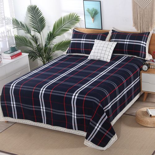 老粗布凉席床单单件三件套空调席套件折叠式单双人加厚亚麻夏凉席