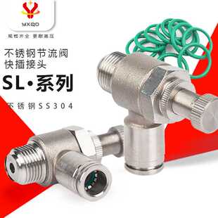 304不锈钢气缸节流调速阀气管接头sl8-02/sl10-04/SL6-01气动接头