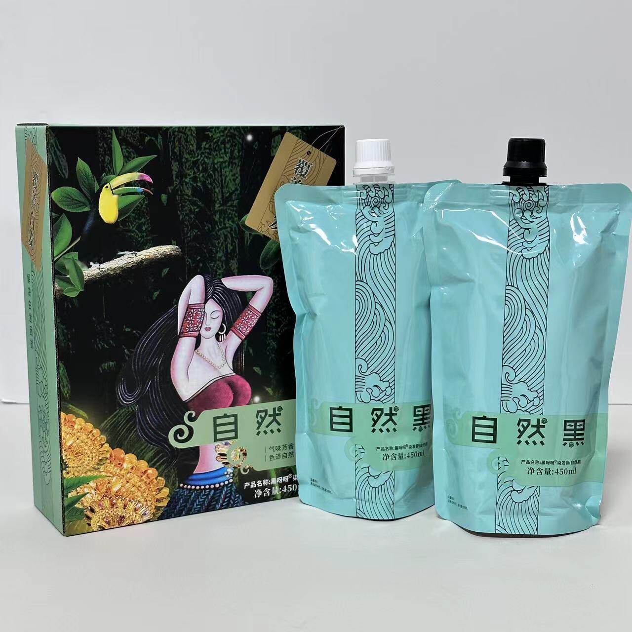 黑呀呀自然黑草本盖白染发膏