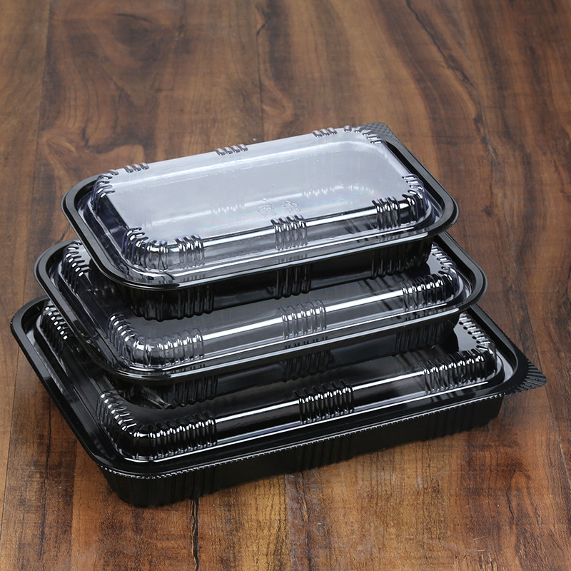 一斤装500g克装肥牛卷羊肉片塑料包装盒一次性黑色底食品打包盒子