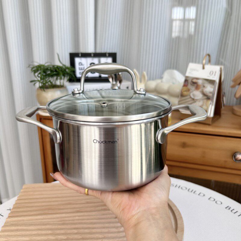 迷你小汤锅304不锈加宝宝辅煮奶锅钢厚三层钢煮面食粥锅