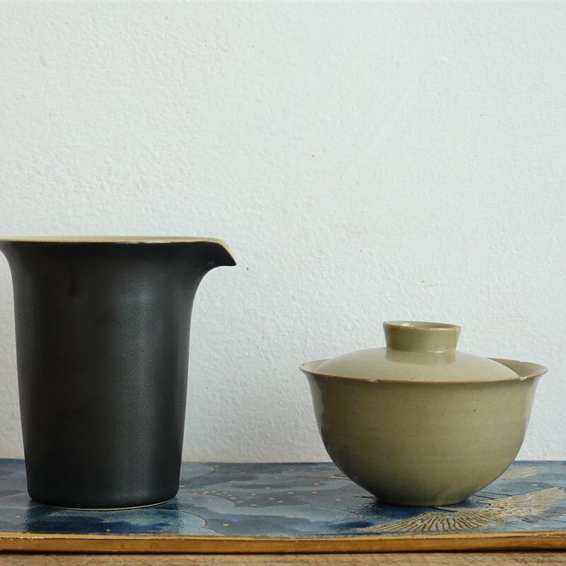 隐山堂 禅定公道杯 黑釉匀杯 开片分茶器茶海功夫茶具