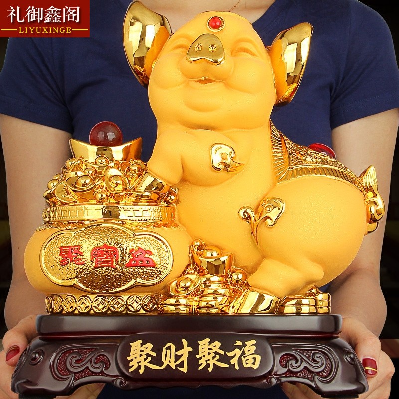 金猪摆件招财生肖猪工艺品福猪聚财聚福家居客厅电视柜酒柜装饰品
