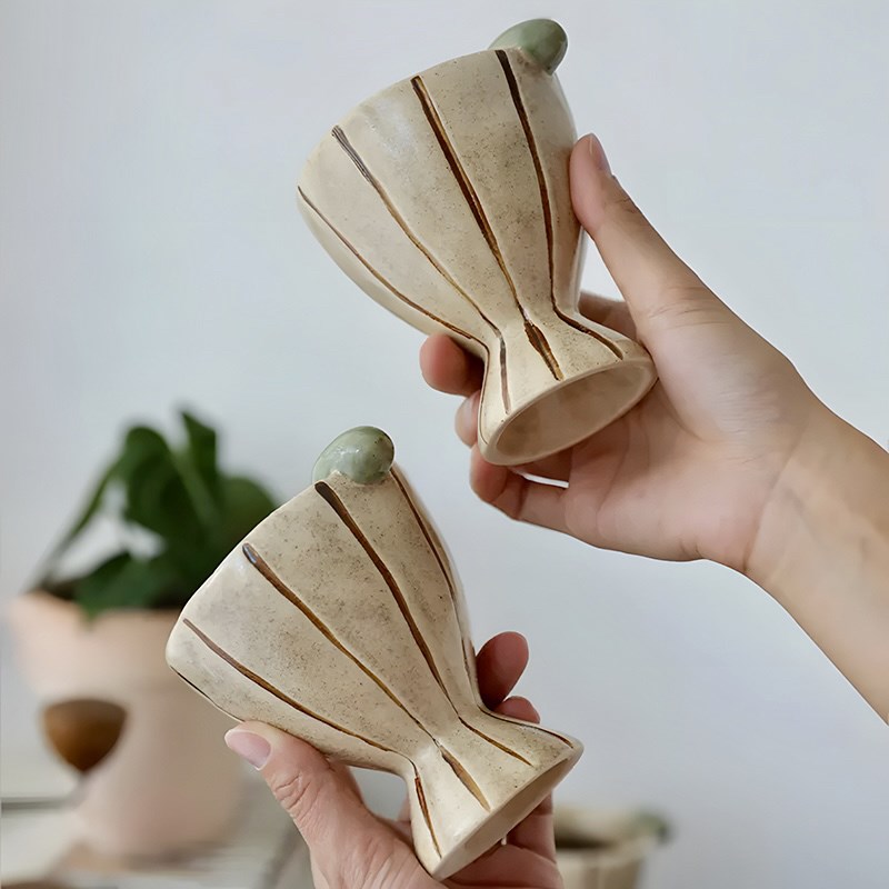 陶瓷手握杯子可爱高脚稀奇古怪泡咖啡牛奶果汁拿铁拉花冷萃茶杯子