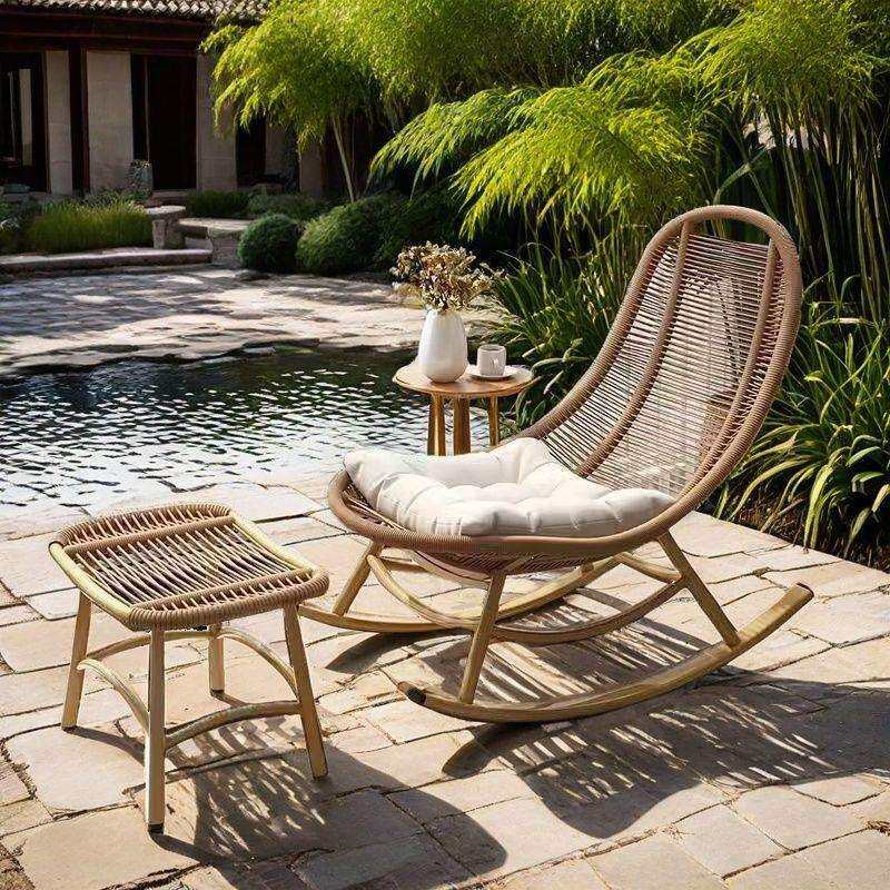 阳台摇椅花园摇摇躺椅家用懒人客厅休闲单人户外藤椅庭院藤编大人
