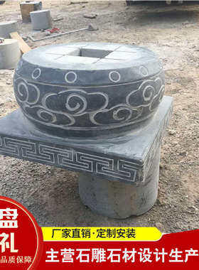 柱墩石雕厂家园林寺庙柱顶脚础石花岗岩空心青石门墩子 石材柱墩