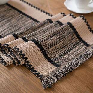 法式复古风棉麻桌旗派对装饰编织流苏隔热桌垫拍照背景布田园风