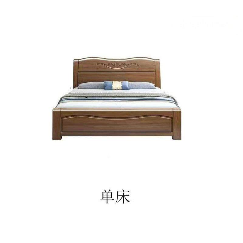 中式实木床1.8米双人床1.5米单人床主卧高箱储物床松木卧室宠物