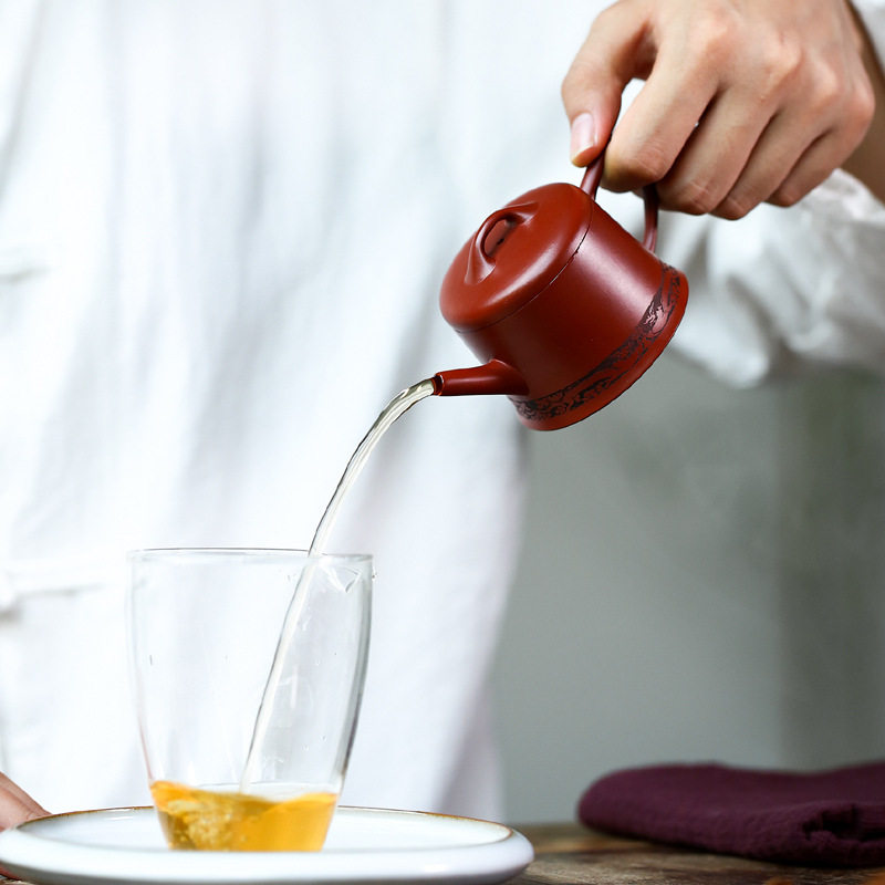 精品手工小容量井栏紫砂壶80毫升斗茶手把壶对嘴喝小品功夫茶壶具