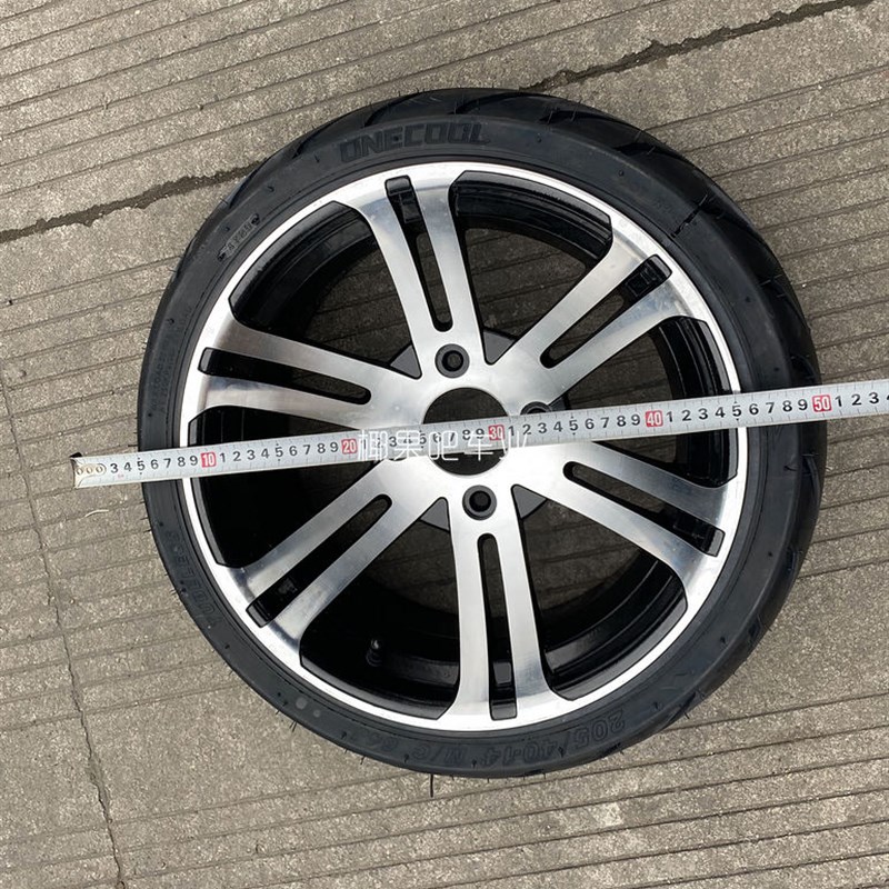 自制四轮卡丁沙滩车205/40-14寸扁平公路轮胎铝轮毂孔114.3/110