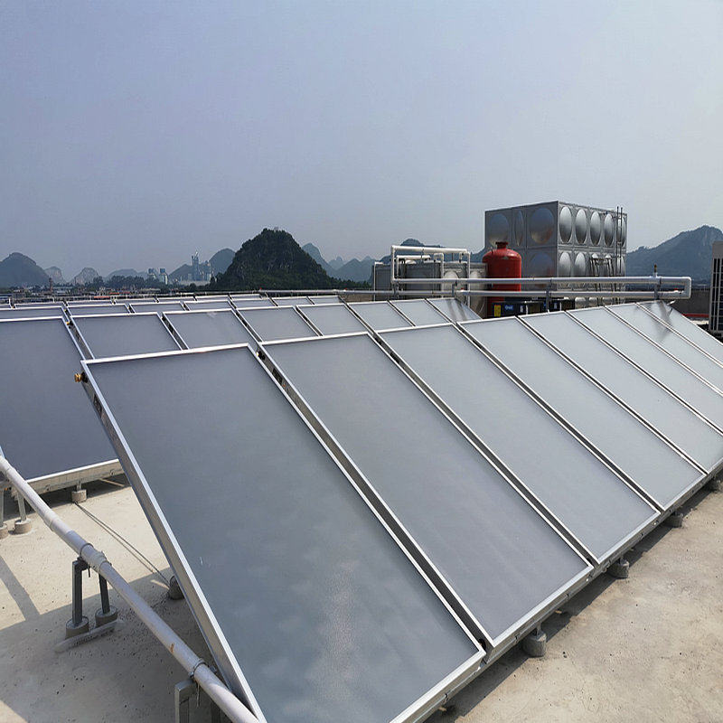 工业商用平板太阳能集热器联合空气能热泵节能热水工程系统案例