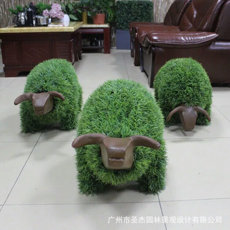 仿真绿雕阻燃塑料草皮动物造型园林景观玻璃钢人造绿雕可来图制作