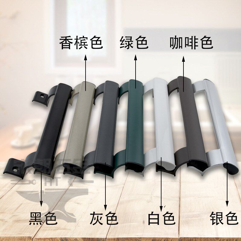 美式移门长拉手谷仓门复古大门把手老式对开木门店门黑色手柄明装