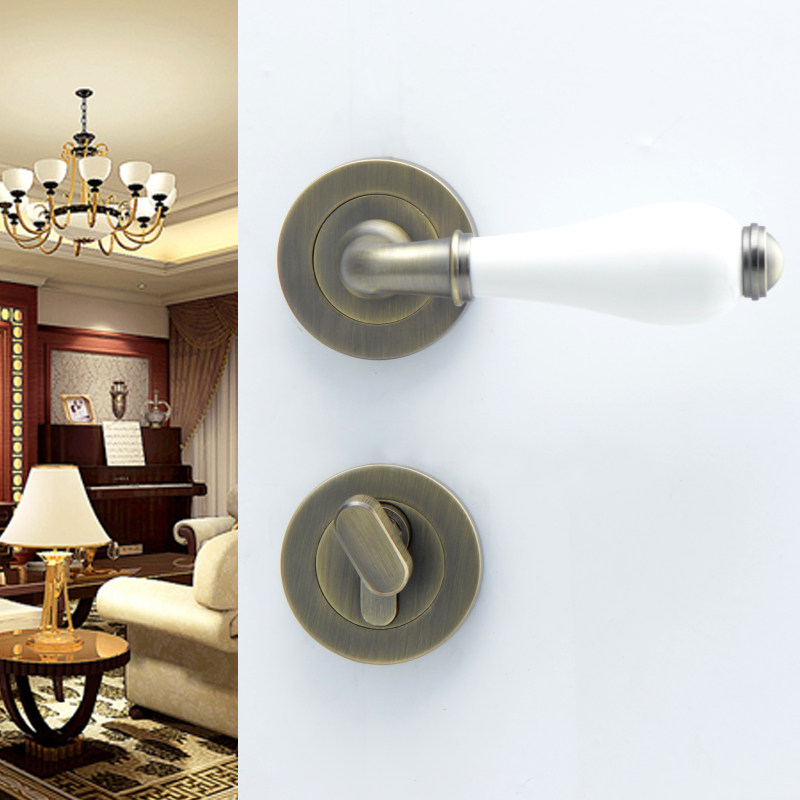 德国鸿瀛仿古隐形门锁单面明装拉手陶瓷门锁 青古铜背景墙暗门锁