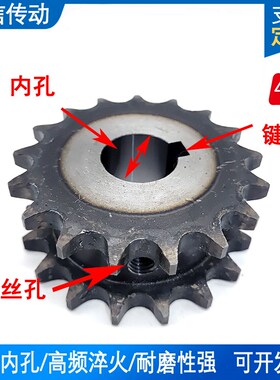 45钢3分06B假双排链轮双驱链轮挂2条单排链条总厚22齿数12齿-30齿