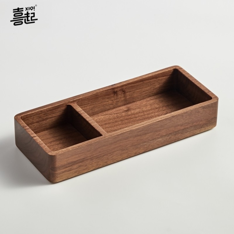 喜起黑胡名实木桃片卡片文纳盒收具盒笔盒木质桌面杂物整理盒