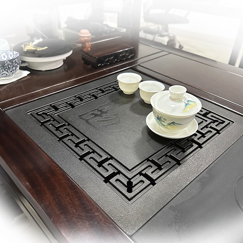 茶盘面板乌金石茶桌中间一体式石板茶道配件漏水板嵌入式茶台茶托