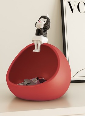 可爱萌趣女孩客厅k玄关入户进门钥匙收纳托盘装饰乔迁搬家礼物摆