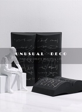 现代简约欧式黑色陶m瓷书本摆件样板房售楼处书房客厅柜子软装饰