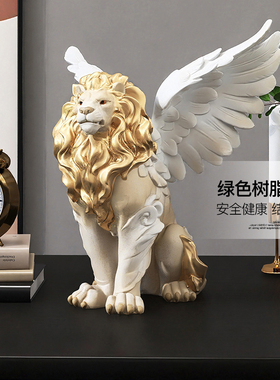 狮子轻奢酒柜装饰品摆件客厅客厅电B视柜玄关工艺礼品摆饰乔迁开