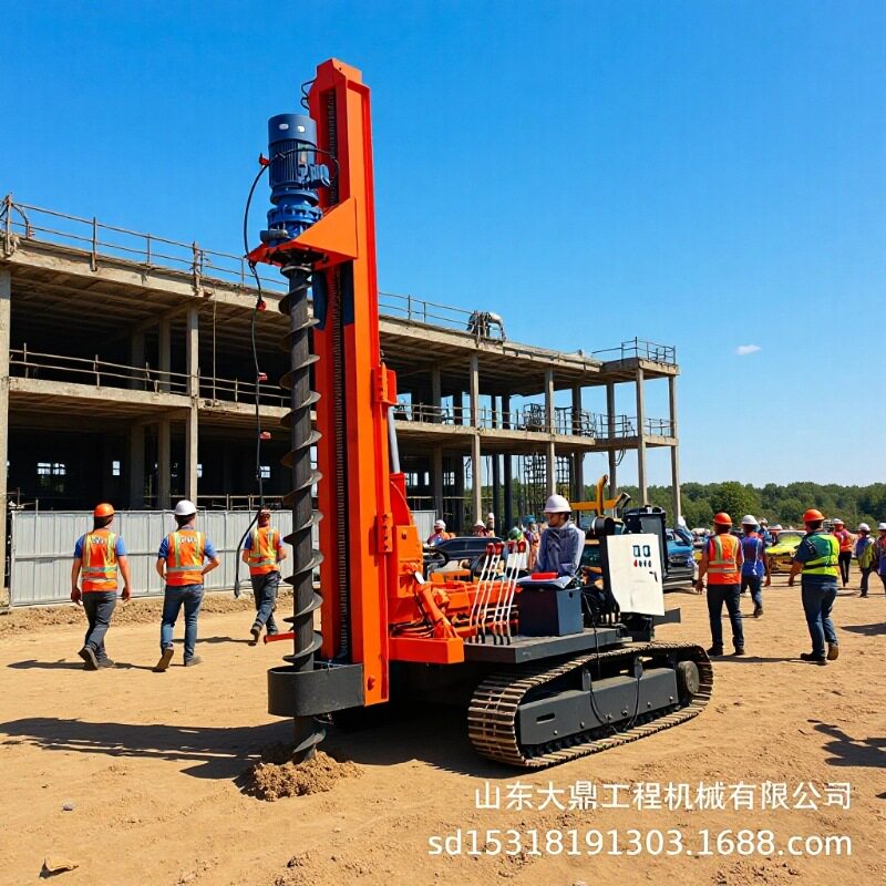 履带式光伏打桩机山地荒漠泥沼全地形施工螺旋钻孔压桩机