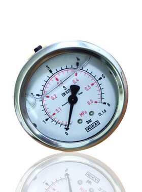 供WIKA威卡不锈钢压力表耐震充油轴向横装无边YN63Z 6BAR 0.6MPA