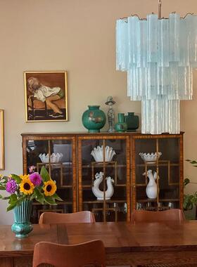 法式MURANO淡蓝色玻璃南洋中古客厅穆拉诺水晶别墅楼梯客厅吊灯