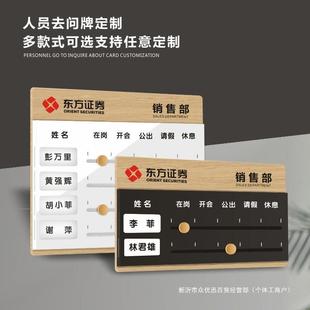 亚克力办公室岗位值班人员去向牌特制职员外出请假工作状态提示牌
