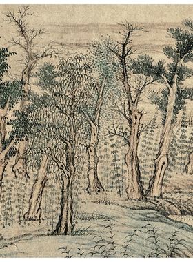 元赵孟頫 鹊华秋色图 古代山水画横幅挂画高清复制装饰画临摹手稿