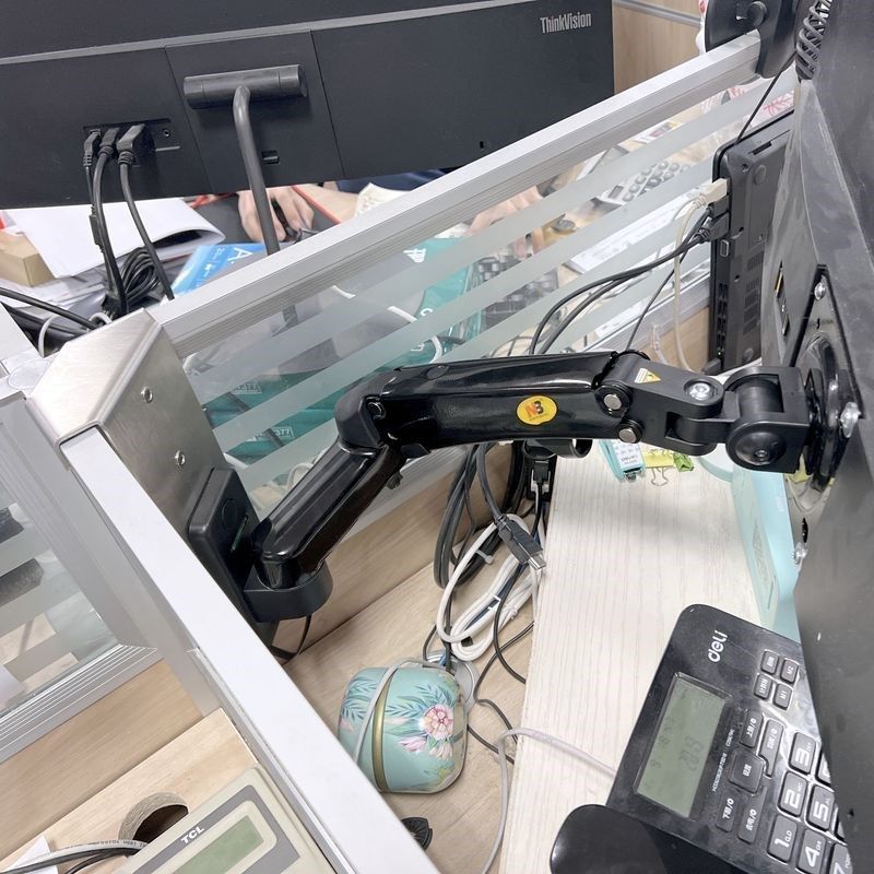 支示器显架工位万活向动增高架电脑升降架站立办公桌屏风转角挂架