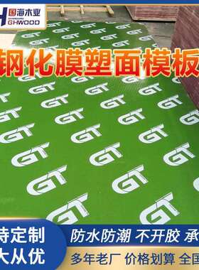 绿色pp钢化覆塑模板建筑工程桥梁工地木板覆膜防水加厚竹胶板厂家