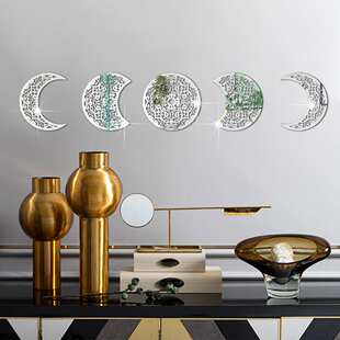 JM919 亚马逊月相变化月牙3D立体亚克力镜面贴卧室客厅装饰墙贴