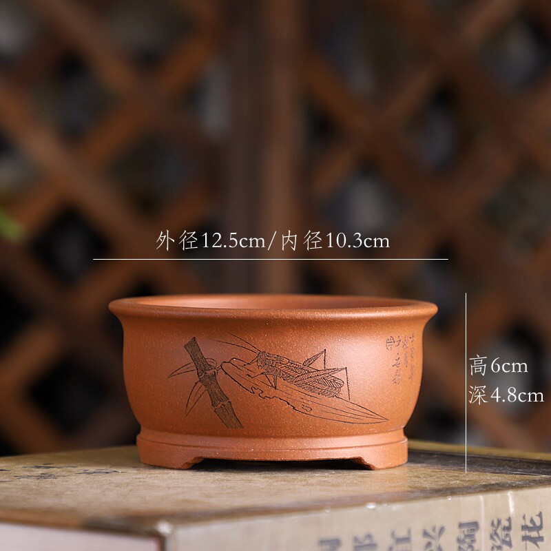 知足常乐带脚小碗盆暖暖精选唯珍款精品紫砂小花盆菖蒲多肉盆