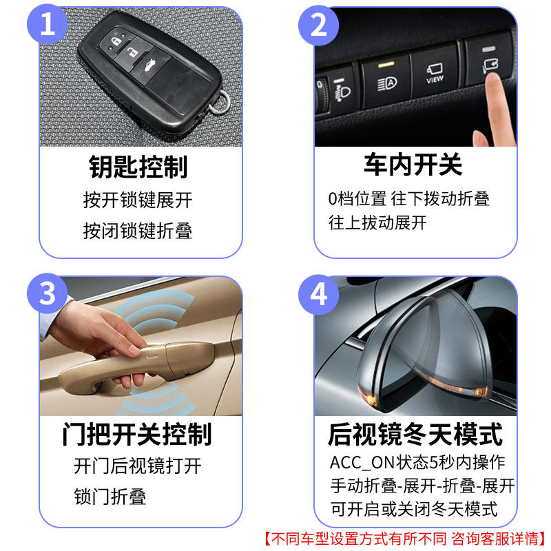 威兰达后视镜电动折叠RAV4荣放卡罗拉锐放锋兰达自动折耳升窗改装
